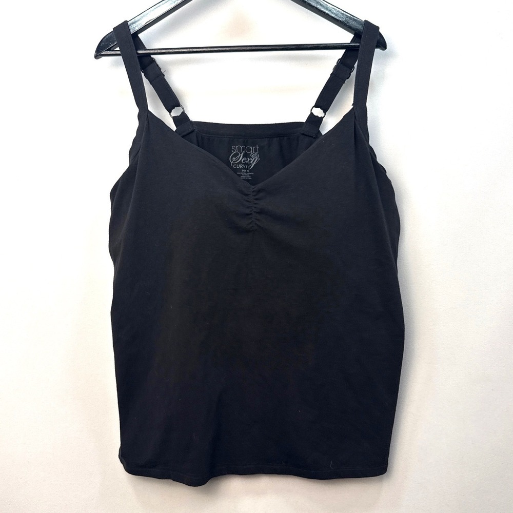 Smart & Sexy Curvy Black V-Neck Camisole with Built-in Bra SA364 Plus Size 4X